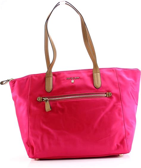 Michael Kors Ultra Pink Kelsey Nylon Top Zip Tote Handbag 